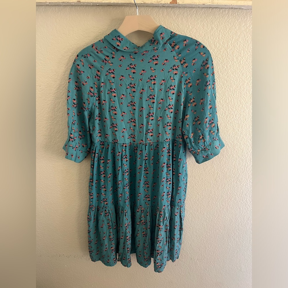 NATURAL LIFE Teal Floral Mini Dress - Picture 2 of 4